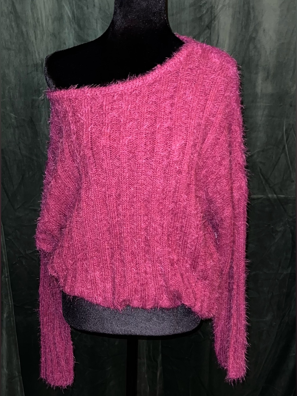 🩷🎗️🩷 Fuzzy Off-the-Shoulder Sweater in Bright Pink BCA Month is October! 🩷🎗️🩷